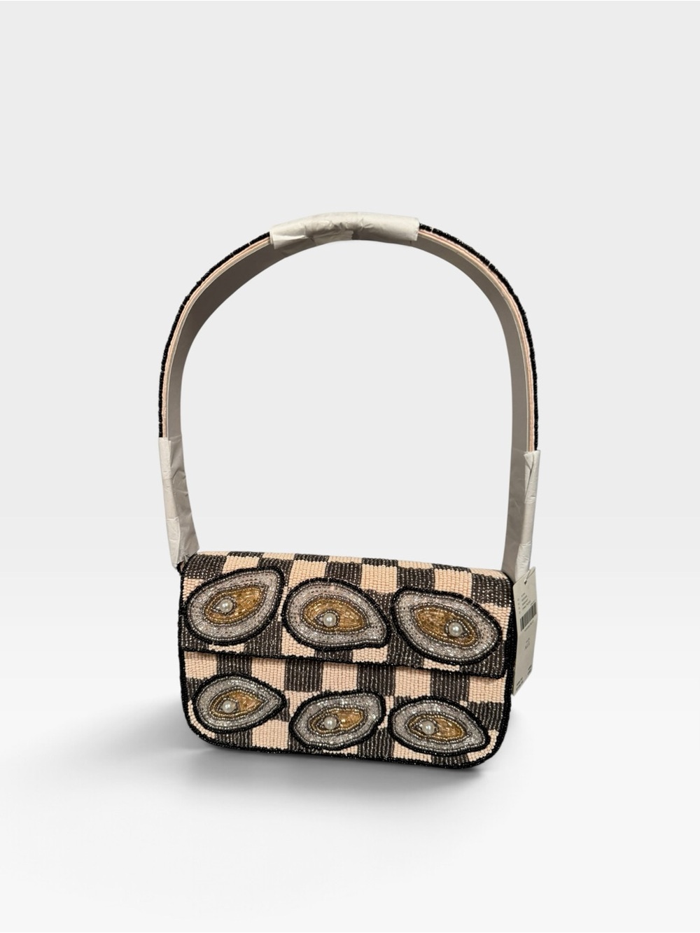 Beaded Black, gold and Cream Shoulder Bag